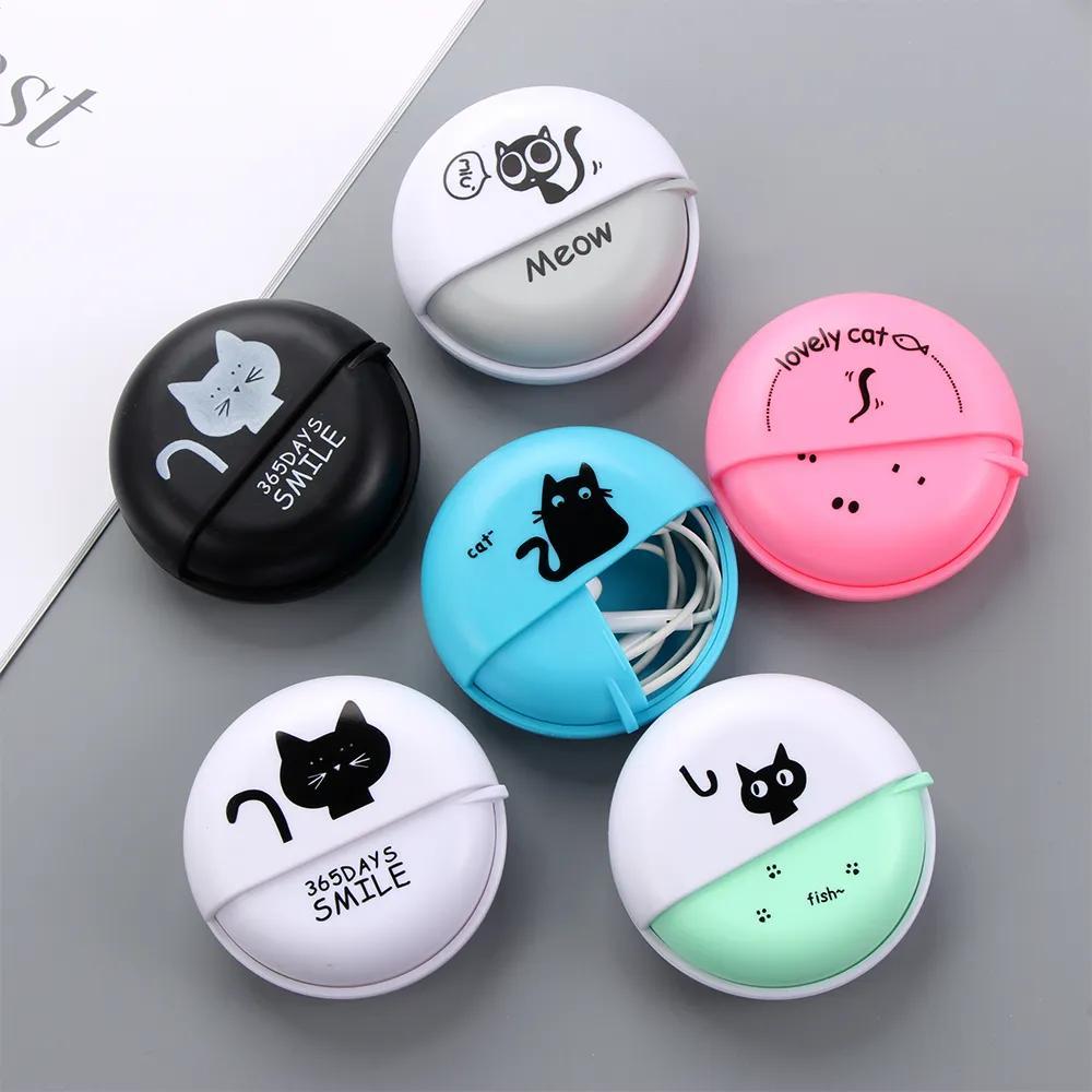 Animal Print Round Earphone Case - Durable ABS Cable Organizer with Rotary Storage, Protective Headphone Accessory