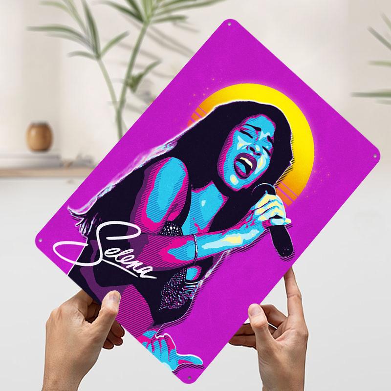 Selena Quintanilla Retro Printed Poster Customized Wall Art Retro Vintage Metal Tin Signs for Room Bedroom Decoration Garage