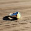 Opal Drop Signet Ring, 925 Solid Sterling Silver, Pear Opal Ring, Promise Ring, Pure Copper Ring