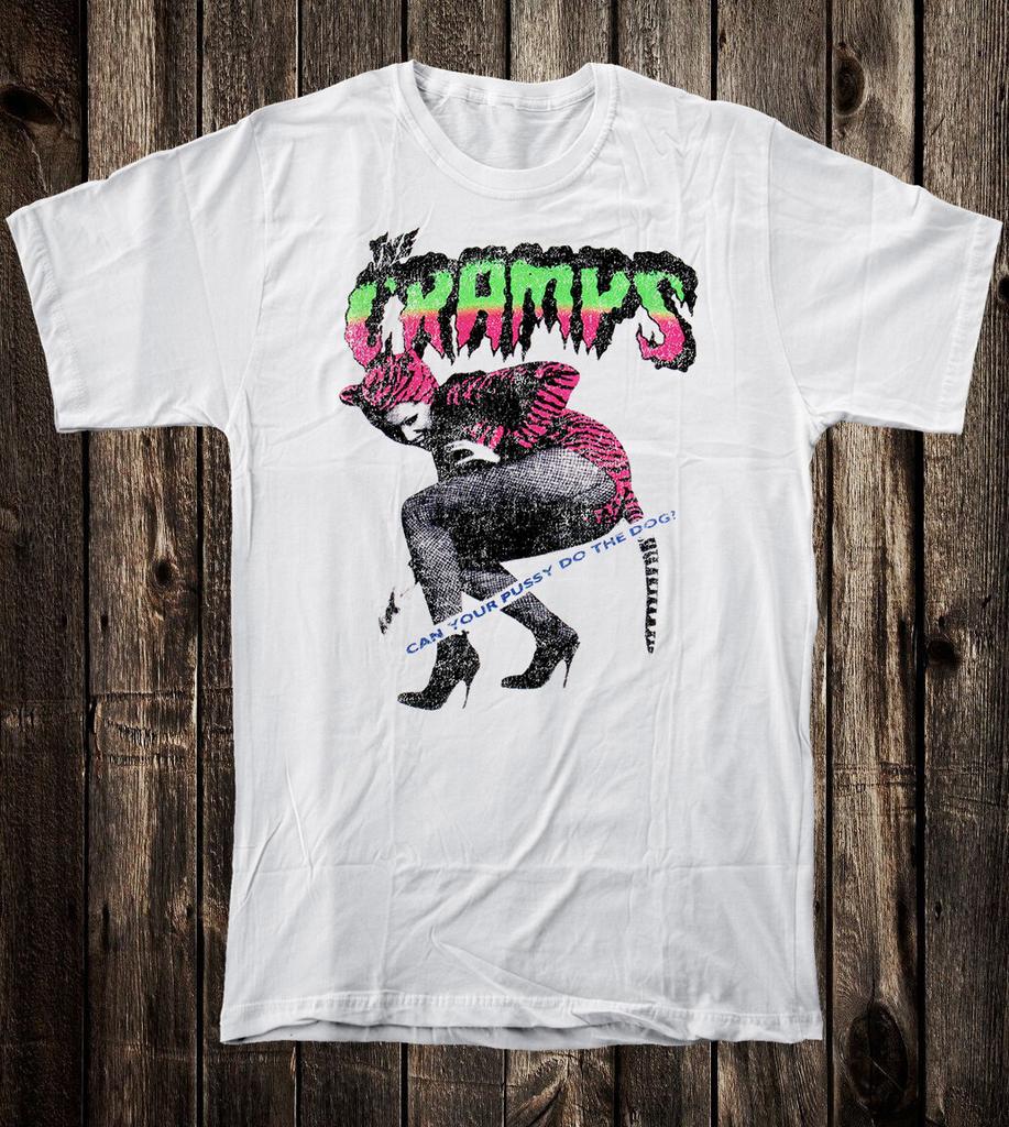 Retro Tee T Shirt 100% Cotton 80's Punk Style The Cramps Pussy Do The Dog