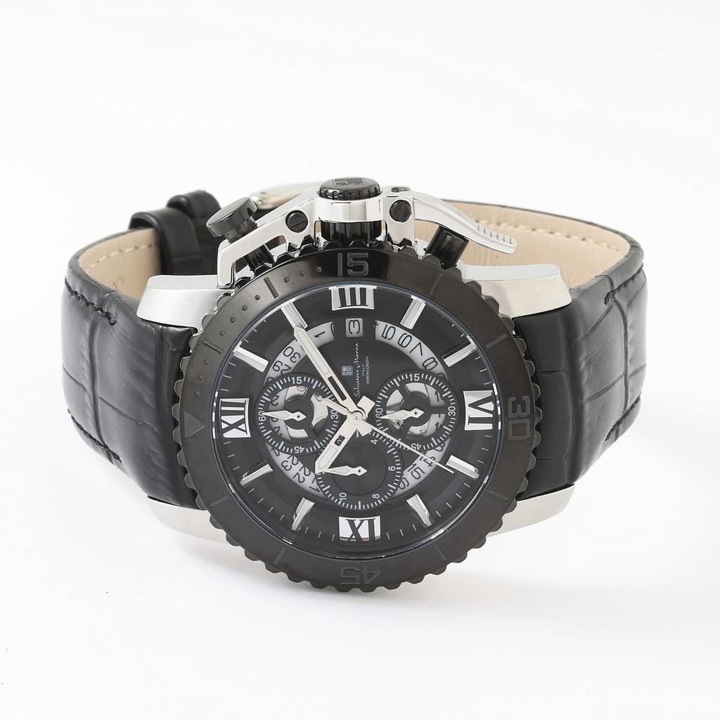 Salvatore Marra Мужские часы из нержавеющей стали черного цвета и аналоговые SSBK, сталь, серебристый, водонепроницаемые, кварцевые, хронограф, деловые, повседневные, подарок,