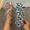 Сексуальные сандалии с леопардовым принтом, женские летние шлепанцы больших размеров, нескользящие пляжные шлепанцы, модные уличные тапочки