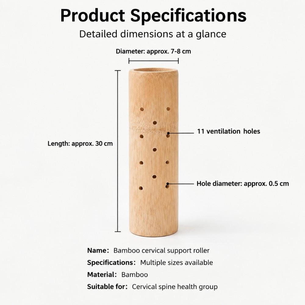 Ergonomic Curved Bamboo Neck Pillow Breathable Perforated Hard Sleeping Cushion Bedroom Use