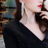 Новые Классические Блестящие Хрустальные Клипсы Серьги Женские Преувеличенные Длинные Кисточки Цветные Стразы Серьги Без Прокола Украшения