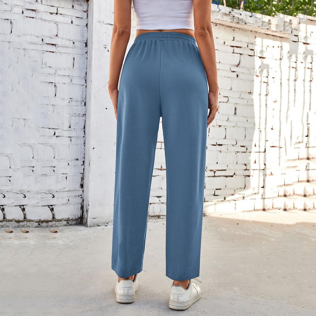 Женские повседневные однотонные спортивные брюки с карманами и завязками на талии, укороченные брюки