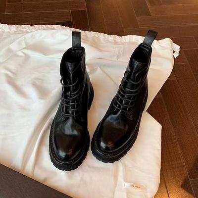 Осень и зима новые локомотивные короткие ботинки вымытая усадка лошадиная кожа круглый носок шнуровка толстая подошва ботинки Мартин женские