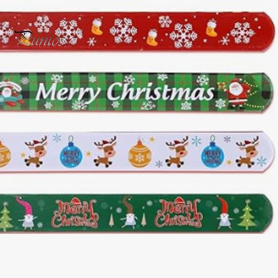 12/24/48 шт., рождественские браслеты с рисунком Санта-Клауса и оленей, круглые браслеты с хлопком для детей и взрослых