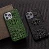 Оригинальный Тонкий Чехол из Коровьей Кожи для IPhone 14 15 16 17 Pro Max 3D Задняя Крышка с Рисунком Черепа Крокодила