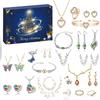 24-Day Advent Calendar Jewelry Blind Box Kids Alloy Bracelet Necklace Earring Set Christmas Valentine Gift
