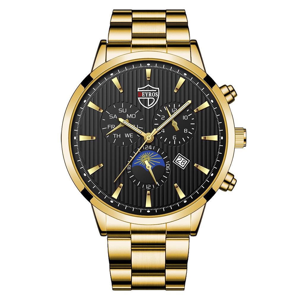 Men'S Stainless Steel Fashion Luminous Calendar Watch Quartz Watch