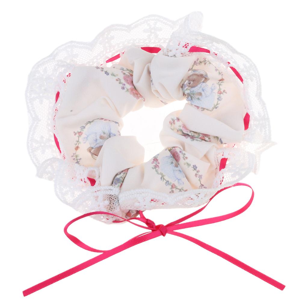 Большие резинки для волос с кружевной отделкой, винтажный цветочный принт, резинка для волос 90-х, аксессуар для густых волос для женщин и девочек, резинка для волос, держатель для хвостика