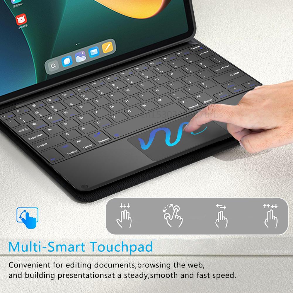 Чехол с клавиатурой Bluetooth для Xiaomi Mi Pad 5 Pro, чехол-раскладушка для планшета, чехол для планшета Xiaomi Pad 6Pro Redmi Pad SE 10,6, кожаный чехол с беспроводной клавиатурой Bluetooth