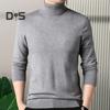 Осень-зима мужской свитер с высоким воротником, толстый эластичный трикотажный свитер с длинными рукавами, теплый однотонный трикотаж для повседневной носки в деловом стиле