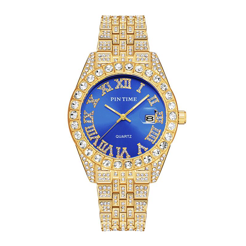 Часы в стиле хип-хоп, роскошные, блестящие, со стразами, водонепроницаемые, из нержавеющей стали, круглые, кварцевые, мужские, наручные часы, подарок парню