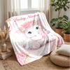 Pink Floral Elephant Card Theme blanket Lightweight Warm Flannel Blanket Decorative Throw Blanket for Home Decoration