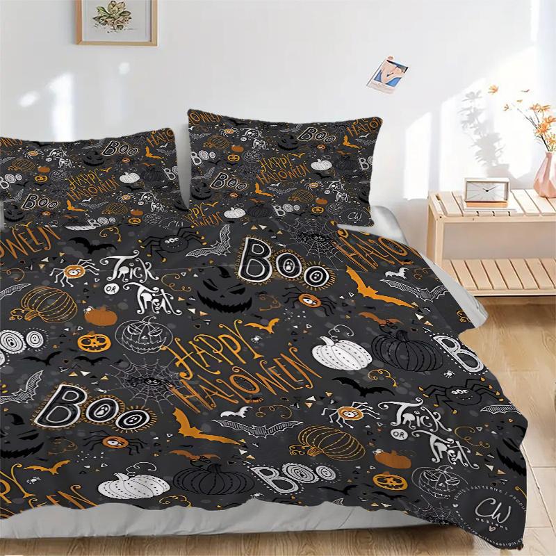 3pcs Happy Halloween Print Cover Set Ultra Soft, Breathable, and Comfortable Bedding with Stylish Design for Bedroom and Guest Room Decor 1 Cover