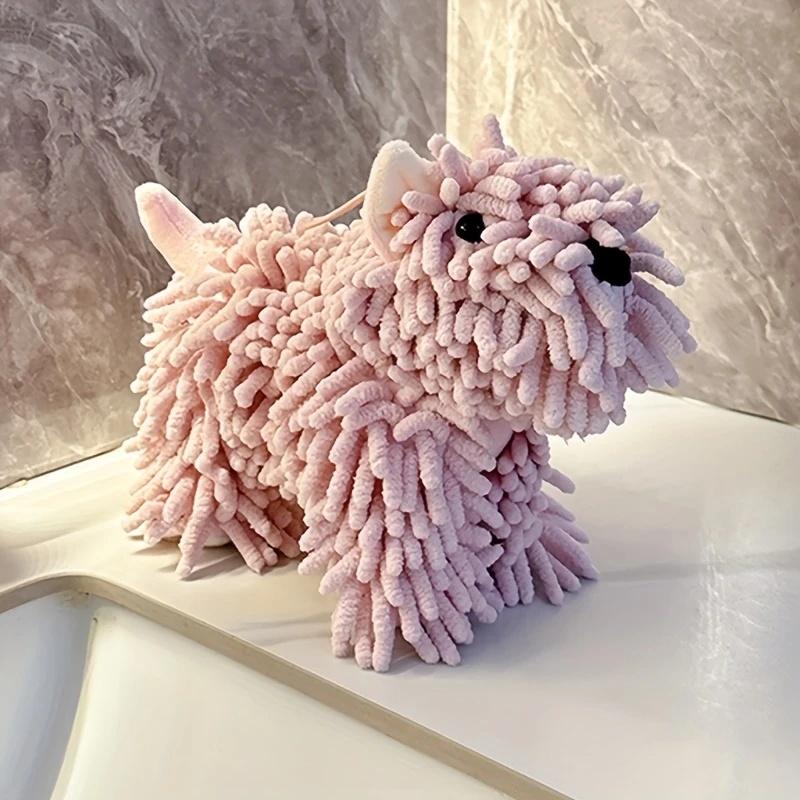 1Pc Cute Puppy-Shaped Hand Towel Wall-Mountable Multi-Color Options - Ideal For Kitchen & Bathroom Use Hand Towels For Bathroom