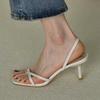 Women High Heels Sandals Clip Toe Square Toe Shoes Slippers Slingback 2025 Summer Elegant Dress Pumps Trend Sandalias De Mujer