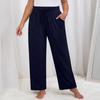 Женские однотонные широкие штаны для йоги больших размеров, свободные повседневные спортивные штаны с карманами и завязками