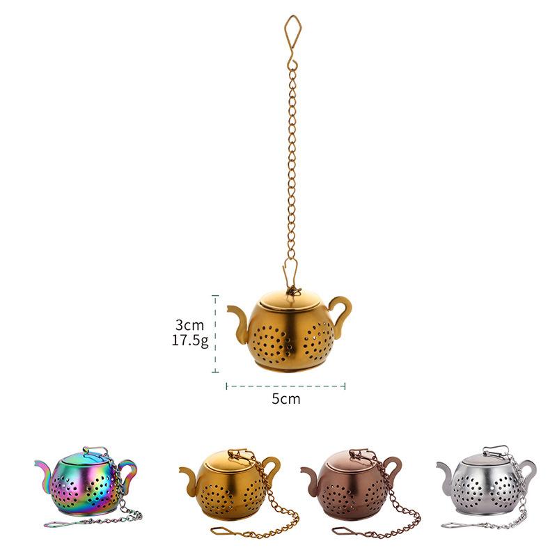 Teapot Shape Tea Strainer Stainless Steel Loose Tea Infuser with Chain Herbal Spice Filter Diffuser Kitchen Gadget Teaware