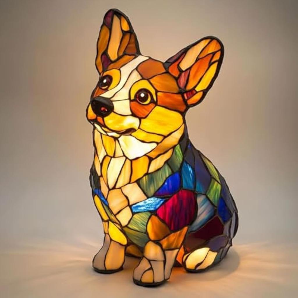 Лампа в виде корги и лампа в виде мопса:Подарки для любителей мопсов - DogSeries Art Night Light - Настольный ночник с изображением французского бульдога из окрашенной смолы - Собака из окрашенного стекла