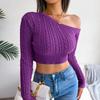 Women's Autumn and Winter Twisted Strapless Long Sleeve Short Knitted Sweater