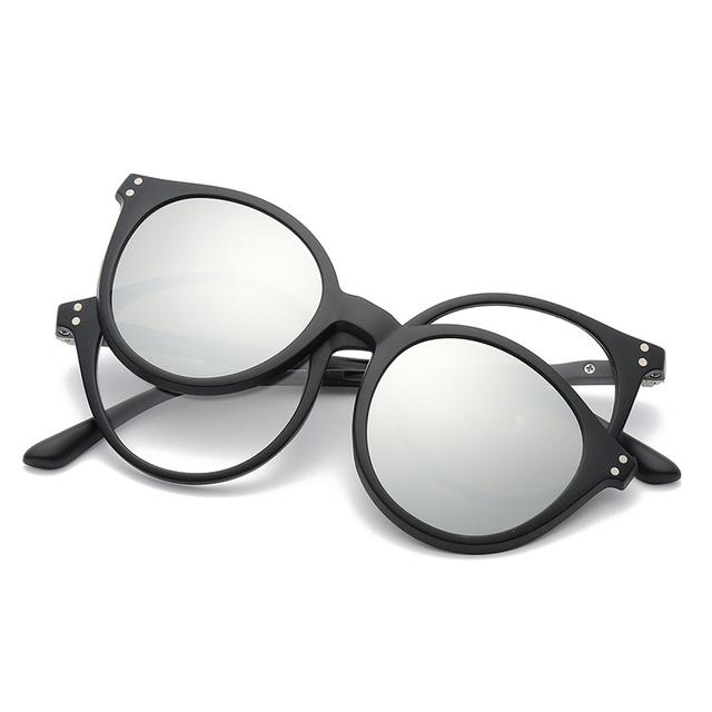 5 в 1 Магнитные Солнцезащитные Очки Женские Очки на Зажиме Мужские Круглые Оптические Очки для Чтения Солнцезащитные Очки для Вождения F