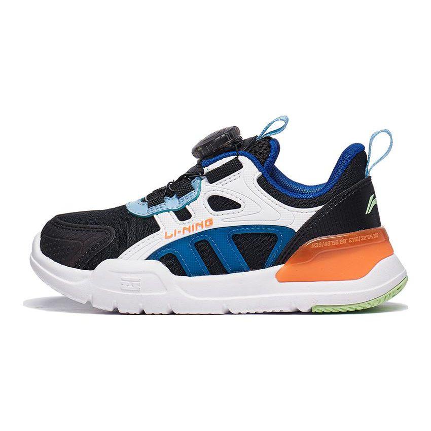 Li Ning Kids Sports Lifestyle Series Comfortable Casual Non-Slip Wear-Resistant Low-Top Casual Shoes Kids Casual Shoes Black White Blue YKNT076-1