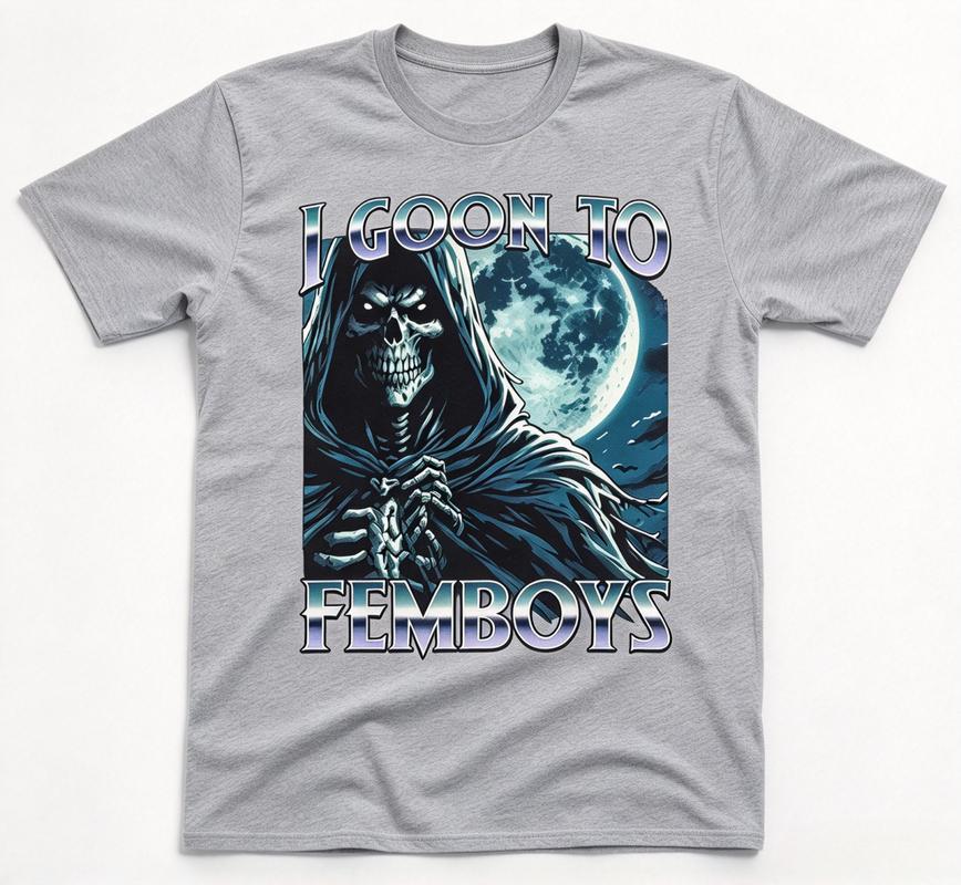 I Goon To Femboys Certified Gooner Brainrot Meme Edging Tshirt Unisex Cotton Short Sleeve O Neck Tee Casual Harajuku Y2k Top