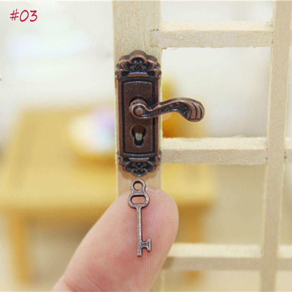 1pc Funny Retro Vintage Mini 1/12 Dollhouse Miniature Key Door Lock