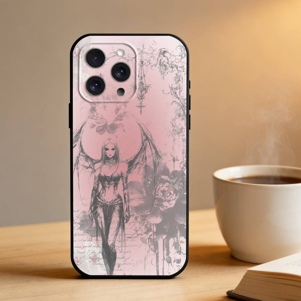 Готический Кокетливый Кибер Сигилизм Чехол Для Телефона Для iPhone 16,15,14,13,12,17,Pro Max,Plus Силиконовый Черный Чехол