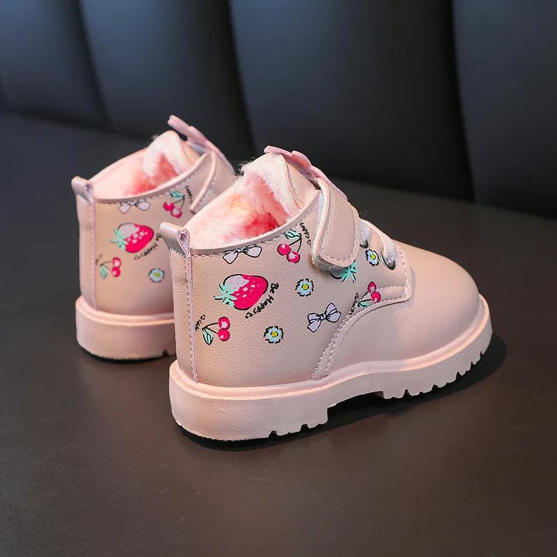 Zapatos NiñaKid Snow Boot Winter Boot Girl Princess Shoes Soft Soled Walking Shoes Baby Ankle Boots Fashion Leather Boot Kid Shoes