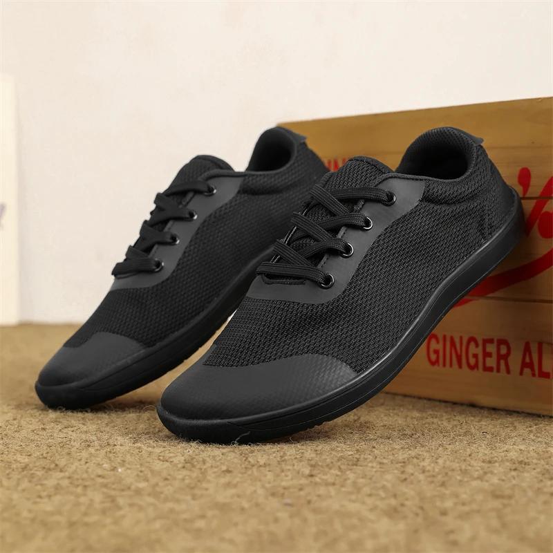 Модные новые унисекс широкие туфли дышащая сетка мужские босые туфли с широким носком брендовые балетки мягкие нулевая подошва кроссовки с широким носком большой размер