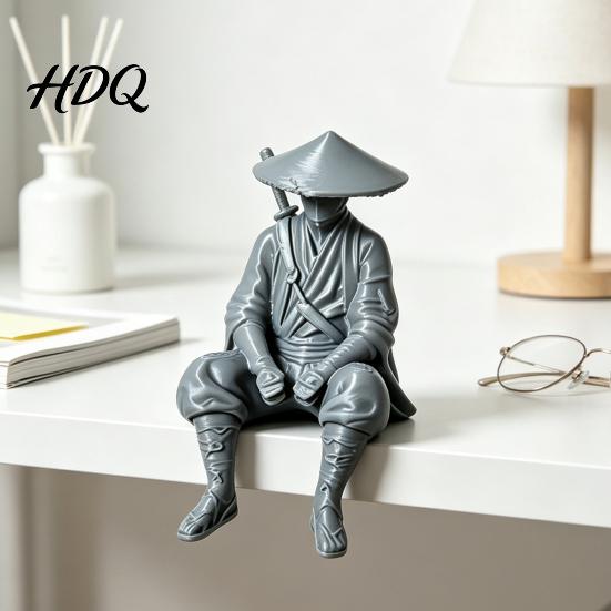 Фигурка Мечника в Древнем Стиле 3D Печать Китайский Отшельник Воин Статуэтка Мечника с Бамбуковой Шляпой Рыцарь Боевых Искусств Мини Настольная
