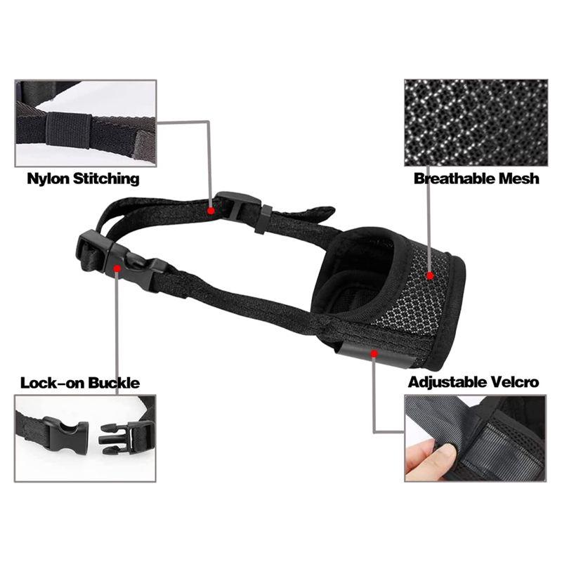 Practical-Dog Muzzle, Prevent Biting, Barking And Chewing Adjustable Breathable Mesh Soft Fabric Dog Muzzle Allows Panting