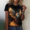 2024 Summer O-Neck Short Sleeve Women's T-Shirt 3d Phoenix Pattern Print T-Shirt Pullover Top Fashion Street Female Clothing