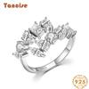 Tancise Classic 925 Sterling Silver Zircon Ring Ladies Jewelry Wedding Promise Party Gift