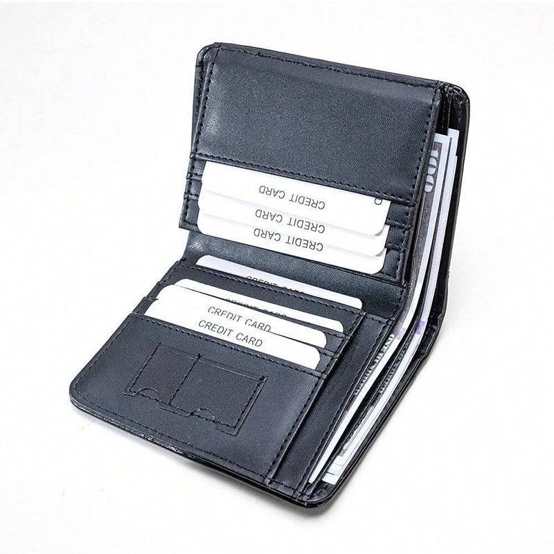 1pc Men's Leather Wallet, Minimalist Vertical Short Business 3 Fold  Credit Card Holder