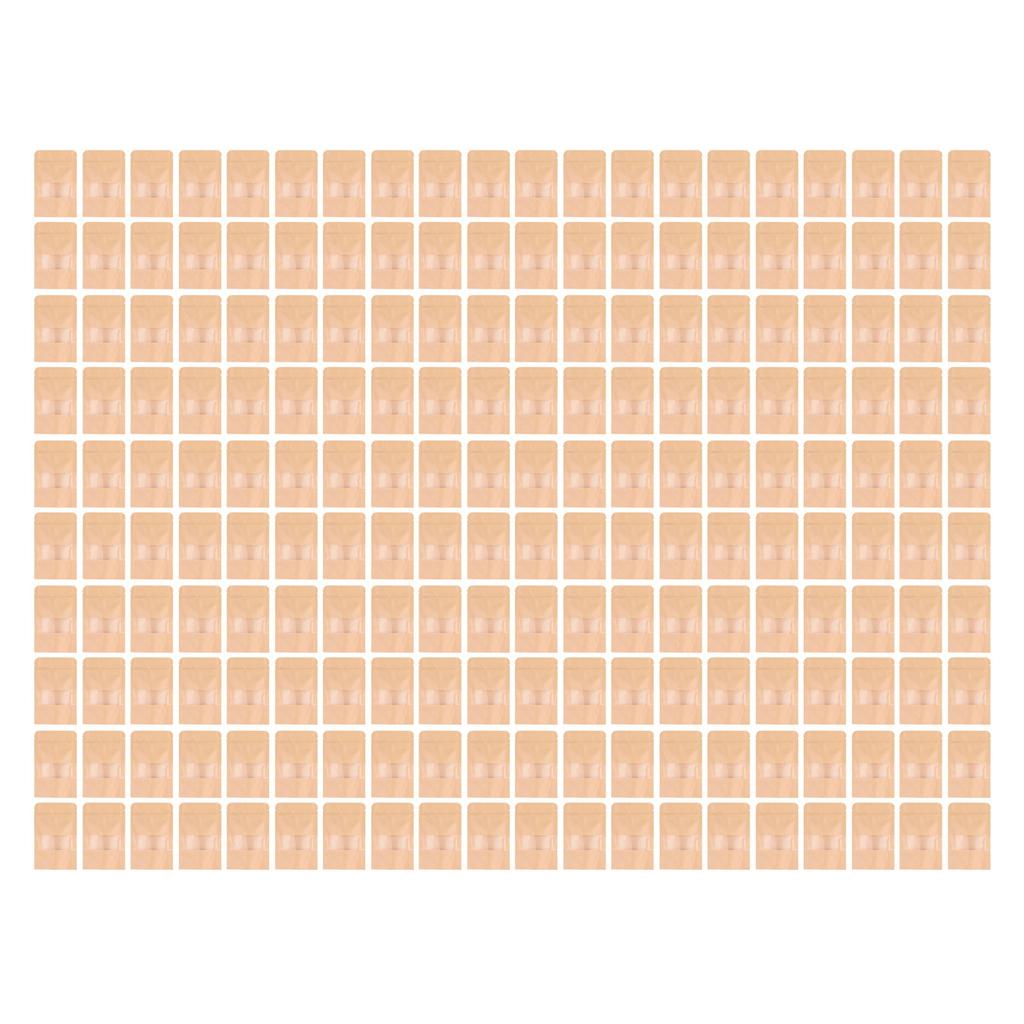 200 шт. Пакет дой-пак из крафт-бумаги с зип-застежкой и окошком, многоразовый, 9x14 см, для еды, кофе