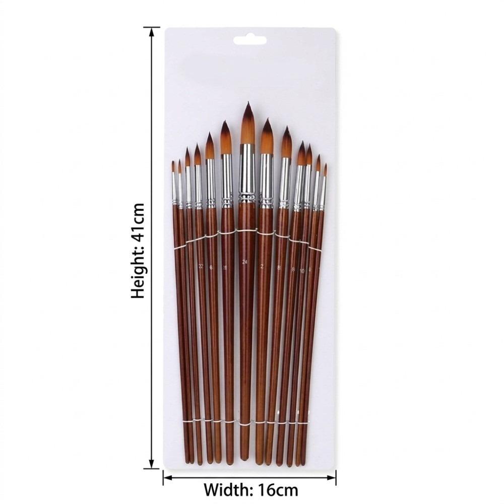 Round Tip Paint Brushes Set Wooden Paint Brushes All Purpose Art Paint Brushes Gouache