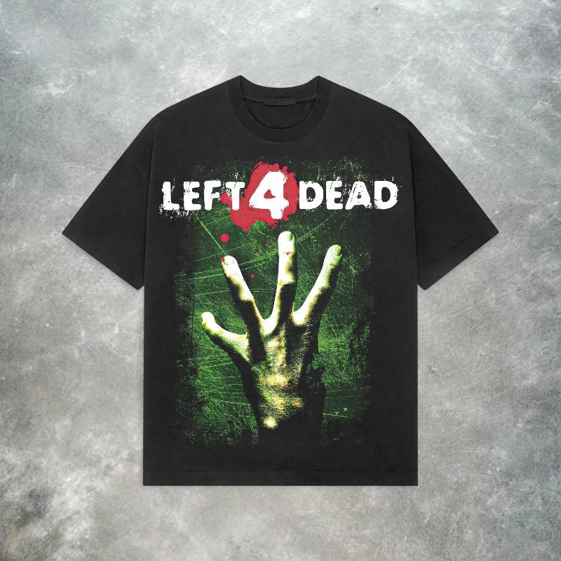 Y2K Left 4 Dead Valve Видеоигра Ретро Футболка Смешная Женская Мужская Хлопковая Футболка Повседневная Летняя Оверсайз С Круглым Вырезом Новинка Уличная Одежда Топ