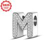 925 silver uppercase letters A-Z women's fashionable charm beads, suitable for DIY bracelets