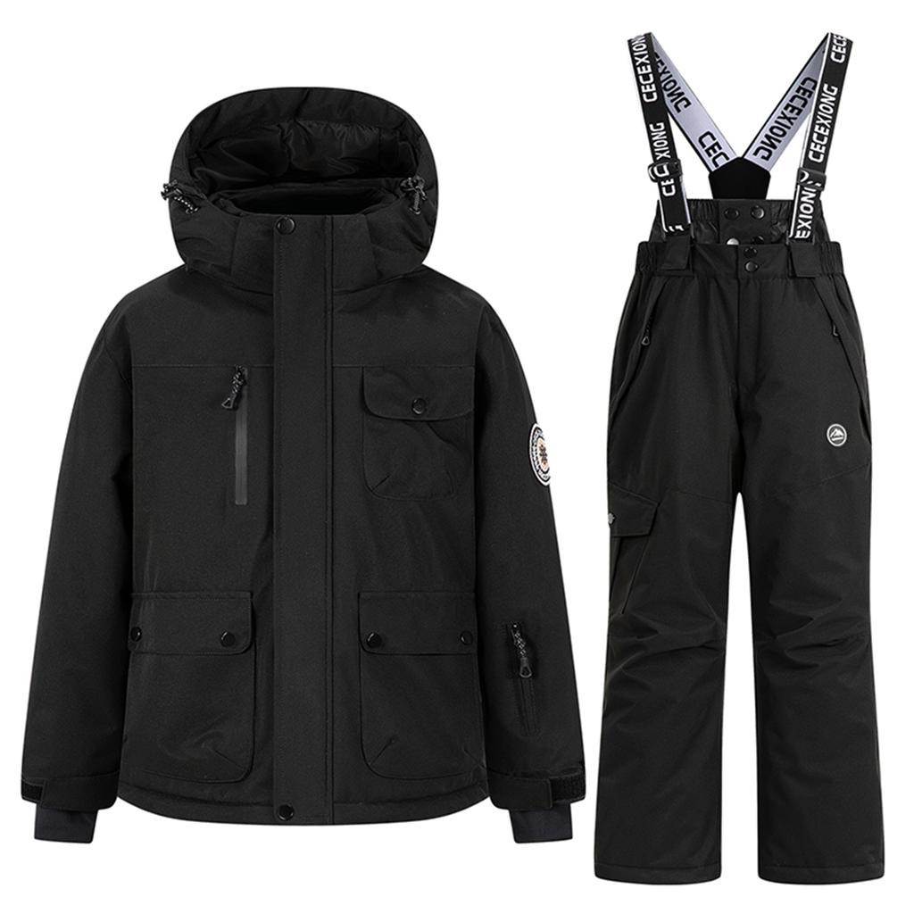 Children's Fashion Skiwear Set Boys' And Girls' Thickened Waterproof Warm Ski Suit Jacket And Trousers Outfit Set
