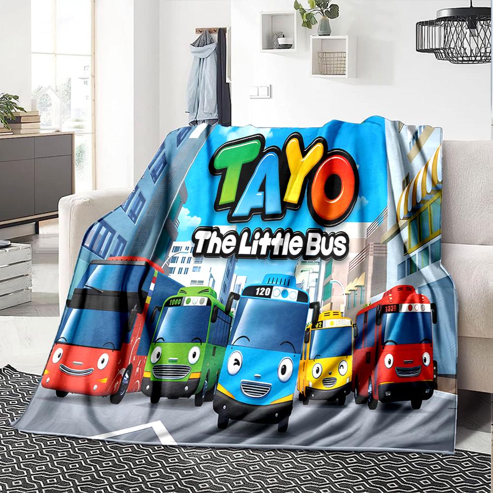 1pc Tayo The Little Bus1 Blanket, Gift, for Men and Women, Soft Blanket, Good for Sofa Bed Couch Travel, Lightweight Flannel Blanket