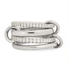 Silver Color Multi-layer Connecting Ring Trendy Zircon Stainless Steel Stacking Finger Jewelry Stylish Design Elegant Women Gift