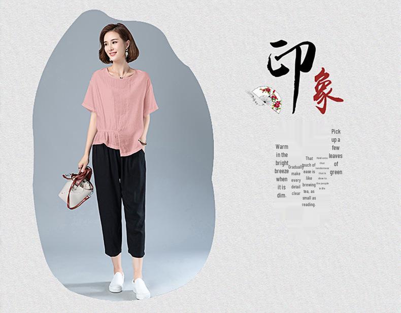 Летняя мода 2025 года: Мамин маленький повседневный комплект из хлопка и льна