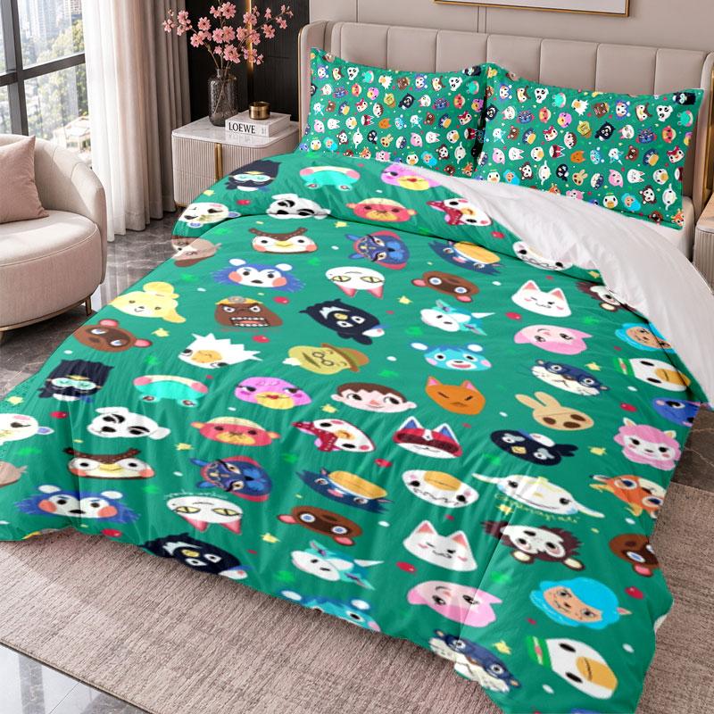 Animal Crossing 3Pcs Bedding Set Duvet Cover With Two Pillowcases For Bedroom Home Decoration
