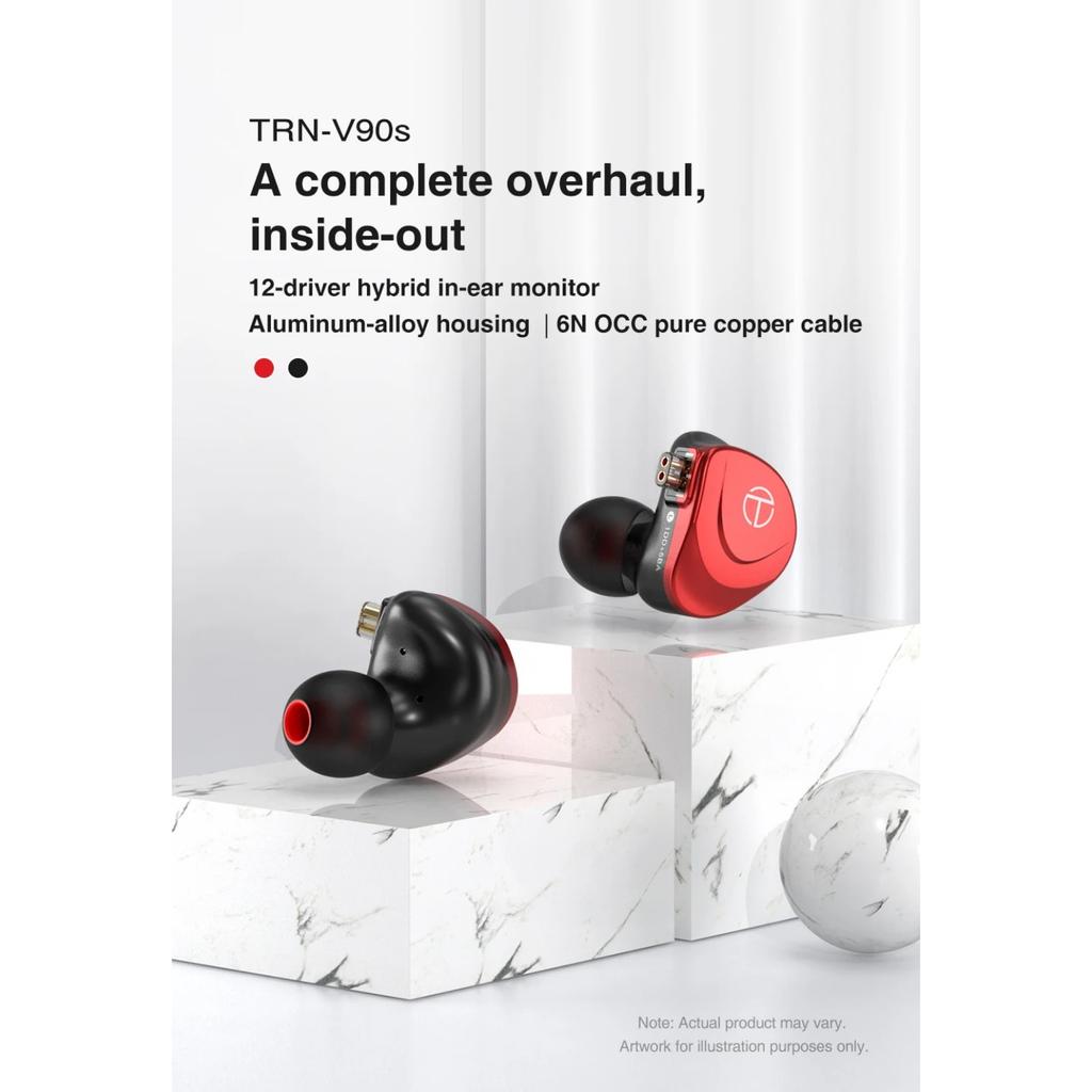 TRN V90S 5BA+1DD Metal Headset Hybrid HIFI Bass Earbuds In Ear Monitor Noise Earphone Noise Cancelling Earbuds Sport Headphone