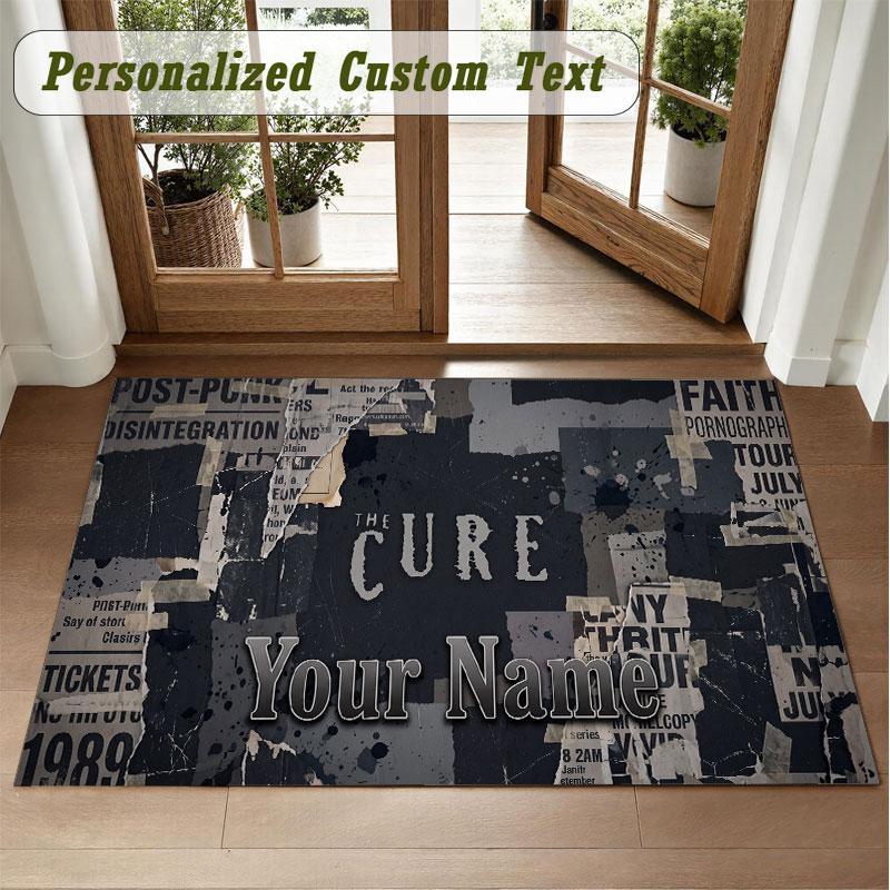 Crystal Velvet Square Rug Custom NameThe Cure Pattern Non Slip Home Floor Decor Rug
