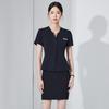 Женский темно-синий костюм с коротким рукавом - Летняя профессиональная одежда для стойки регистрации в отеле и ювелирном магазине.